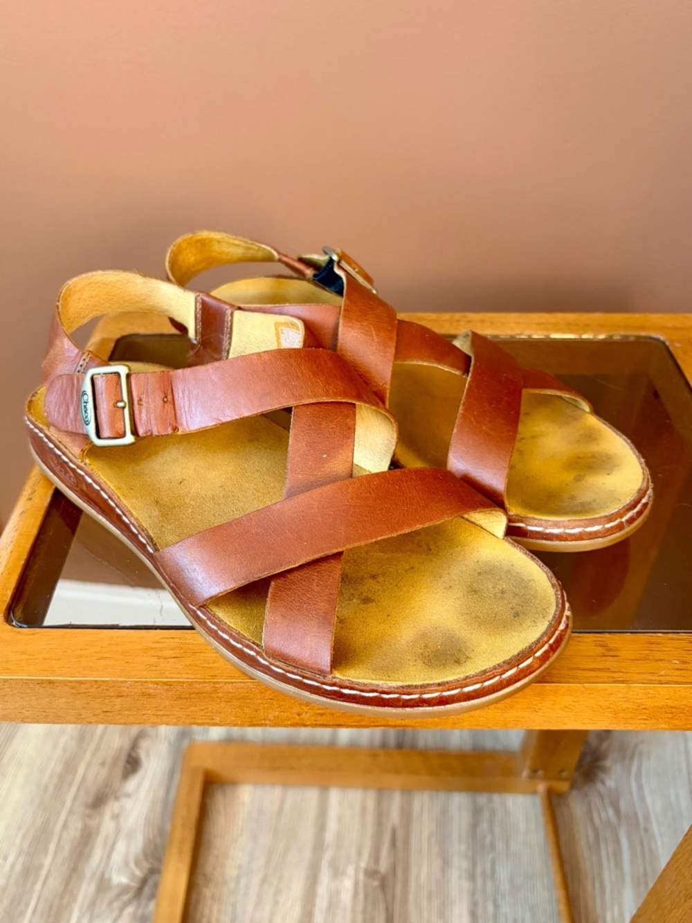 Chaco Brown Leather Strappy Sandals Size 8 | Adjustable Buckle Comfort